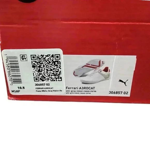 Puma Scuderia Ferrari CAT Motorsport Shoes Men 10.5 White Red Driving 306857 02 - Picture 9 of 9